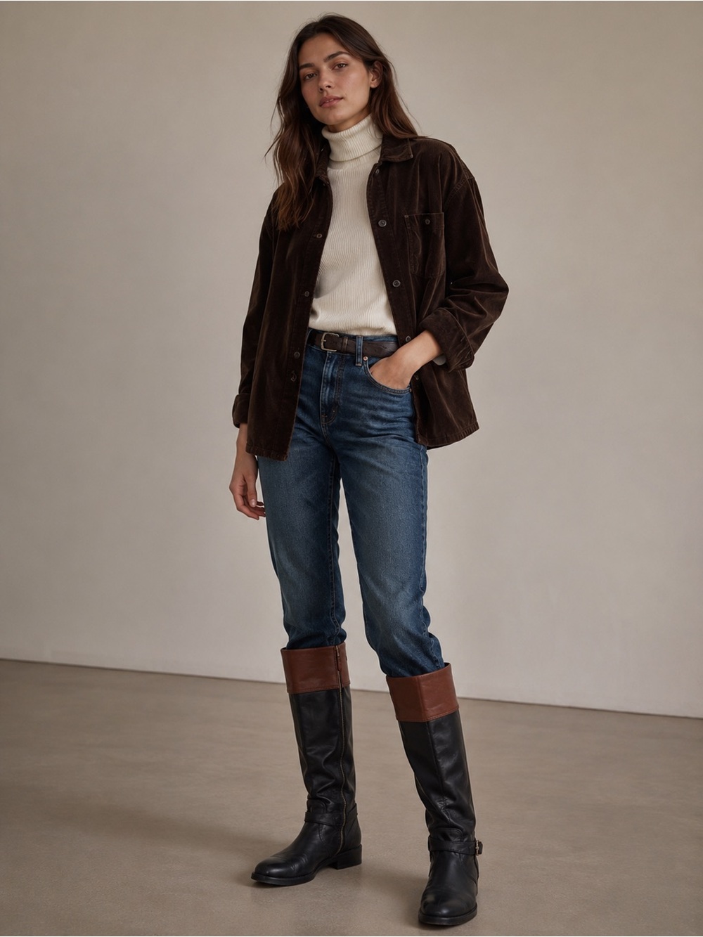Coach Elm Two-Tone Leather Riding Boots 7.5